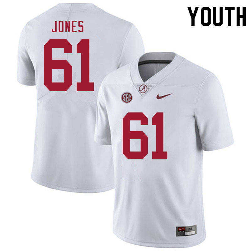 Alabama Crimson Tide Youth Nathan Jones #61 White NCAA Nike Authentic Stitched 2020 College Football Jersey EF16A36CX